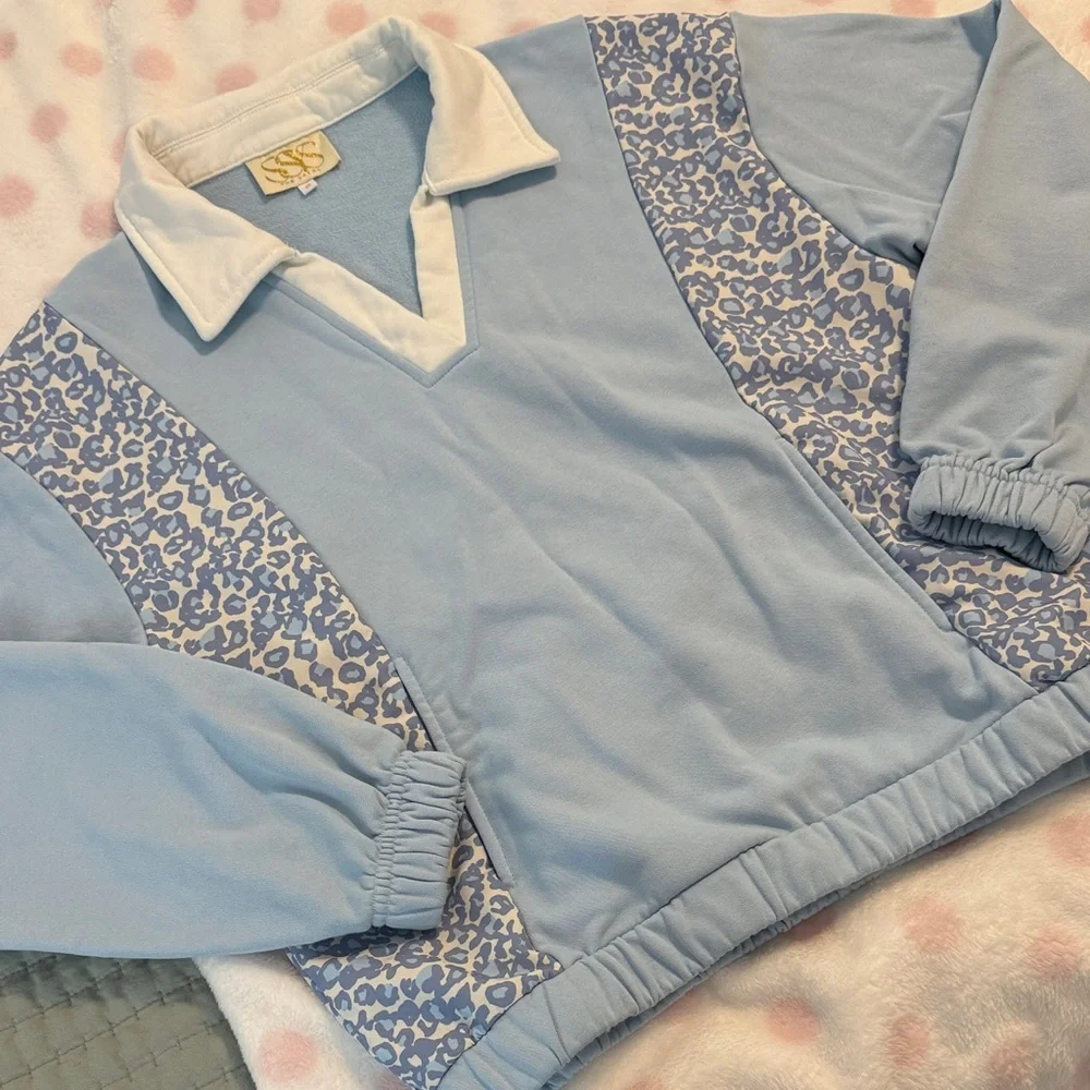 SSYS Blue Animal Print Inset Sweatshirt - Picture 4 of 7